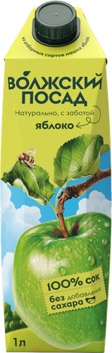 Сок ВОЛЖСКИЙ ПОСАД Яблочный, 1л, изображение