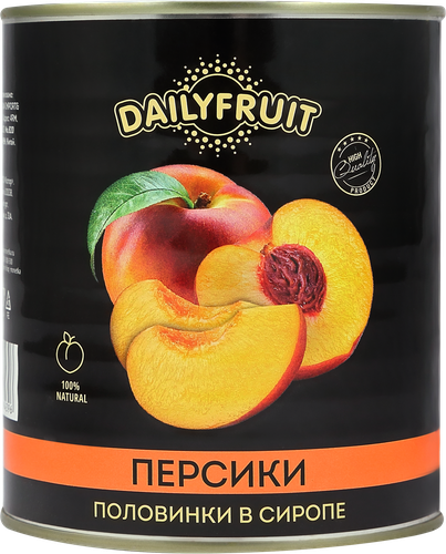Персики консервированные ДЭЙЛИФРУТ половинки в сиропе, 850мл, картинка