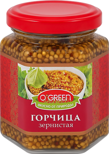 Горчица зернистая O`GREEN, 190г, крупный план