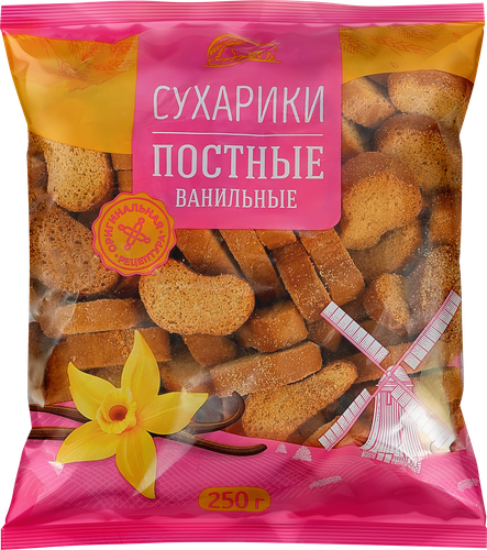 Сухари Ванильные постные, 250г, крупный план