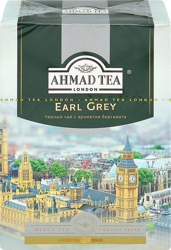 Чай черный AHMAD TEA Earl Grey с бергамотом байховый листовой, 200г, крупный план
