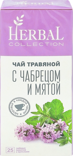 Чай травяной ХЭРБАЛ КОЛЛЕКШН с чабрецом и мятой, 25пак, крупный план