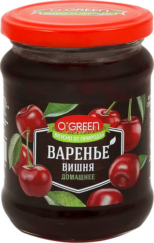 Варенье O`GREEN Домашнее из вишни, 325г, фото