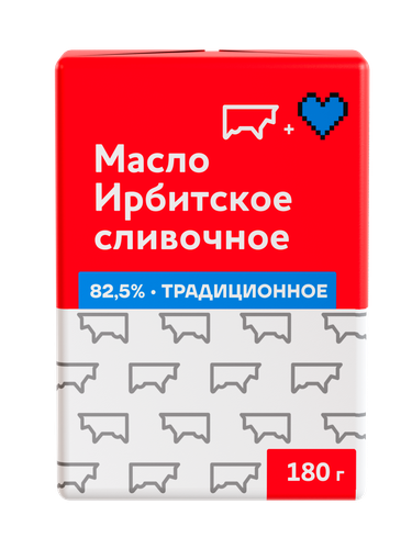 Масло сливочное ИРБИТСКОЕ Крестьянское 82,5%, без змж, 180г, картинка