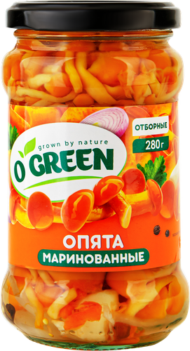 Опята маринованные O`GREEN, 314мл, крупный план