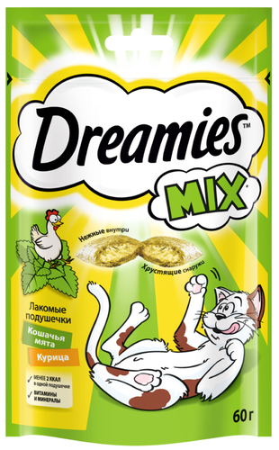 Лакомство для кошек DREAMIES Подушечки с&nbsp;мятой и курицей, 60г, фотография