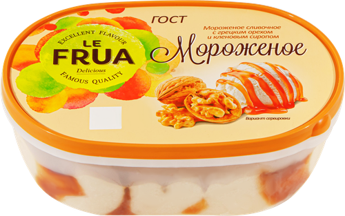 Мороженое LE FRUA Сливочное с грецким орехом и кленовым сиропом 10%, без змж, контейнер, 450г, фото