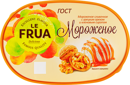 Мороженое LE FRUA Сливочное с грецким орехом и кленовым сиропом 10%, без змж, контейнер, 450г, фотография