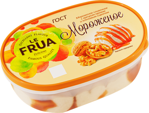 Мороженое LE FRUA Сливочное с грецким орехом и кленовым сиропом 10%, без змж, контейнер, 450г, вид