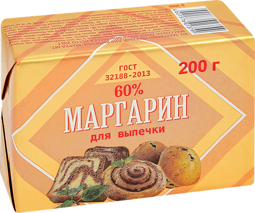 Маргарин для выпечки 60%, 200г, крупный план