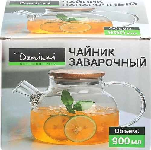 Заварочник DOMIANI Home and living, стеклянный с сеточкой, 900мл, фото
