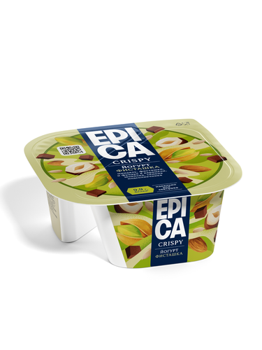 Йогурт EPICA Crispy Фисташки, семена подсолнечника, темный шоколад 10,5%, без змж, 140г, фото
