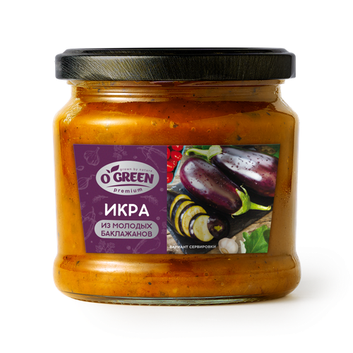 Икра из молодых баклажанов O`GREEN Premium, 420г, изображение