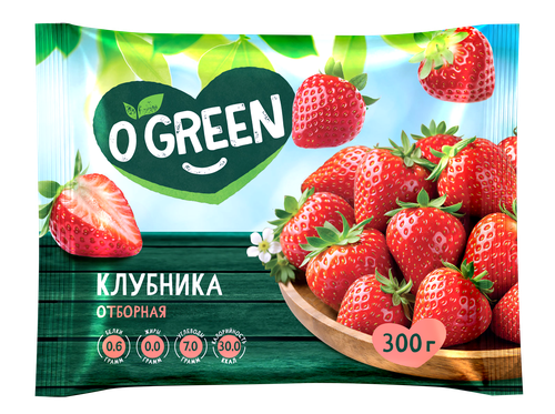 Клубника O`GREEN быстрозамороженная, 300г, вид