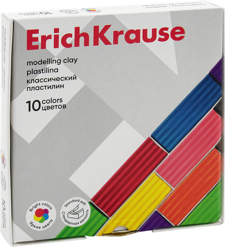 Пластилин ERICHKRAUSE Классический, 10 цветов, 160г, детальное фото