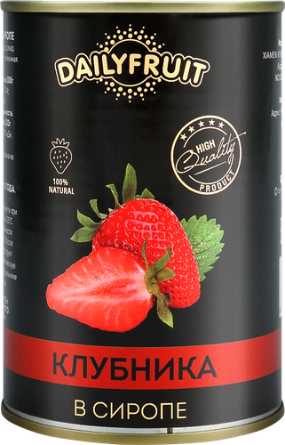 Клубника консервированная ДЭЙЛИФРУТ в сиропе, 425мл, детальное фото