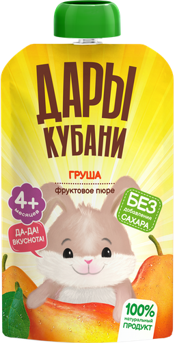 Пюре фруктовое ДАРЫ КУБАНИ Груша, с 4 месяцев, 90г, картинка