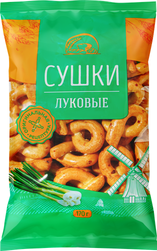 Сушки с луком, 170г, крупный план