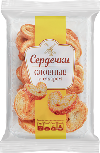 Сердечки слоеные Мельница с сахаром, 180г, картинка