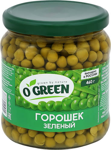 Горошек зеленый O`Green с/б 460-480г. PL, детальное фото
