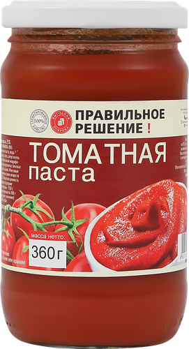 Паста томатная ПРАВИЛЬНОЕ РЕШЕНИЕ, 360г, фотография