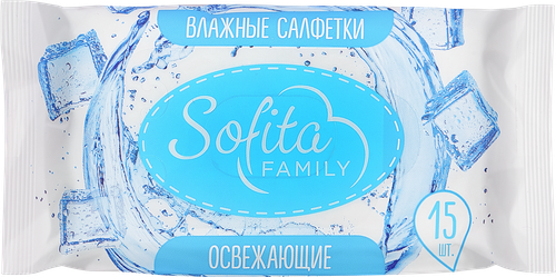 Салфетки влажные SOFITA освежающие с термальной водой, 15шт, фотография
