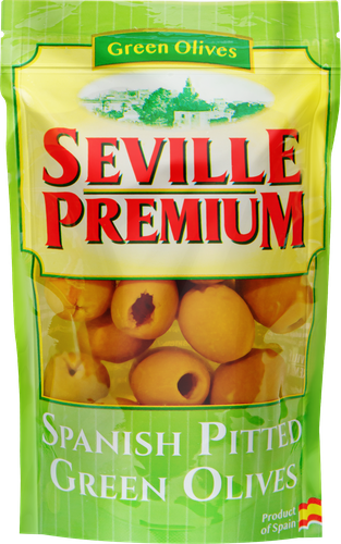 Оливки зеленые SEVILLE Премиум, без косточки, 200мл, крупный план