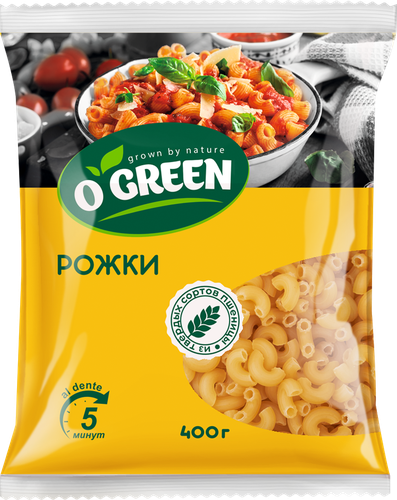 Макаронные изделия O`GREEN Рожки, группа А, 400г, картинка