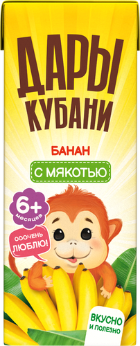 Нектар фруктовый ДАРЫ КУБАНИ Банановый с мякотью, с 6 месяцев, 200мл, крупный план