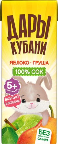 Сок ДАРЫ КУБАНИ Яблоко-груша осветленный, с 5 месяцев, 200мл, детальное фото