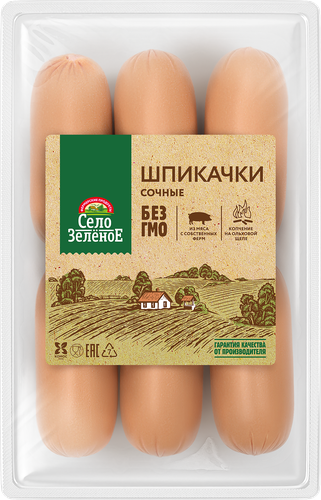 Шпикачки СЕЛО ЗЕЛЕНОЕ Сочные, категория В, 400г, фотография