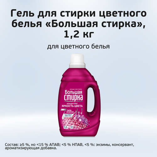 Гель для стирки БОЛЬШАЯ СТИРКА Color, 1,2л, вид