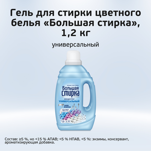 Гель для стирки БОЛЬШАЯ СТИРКА Color, 1,2л, крупный план