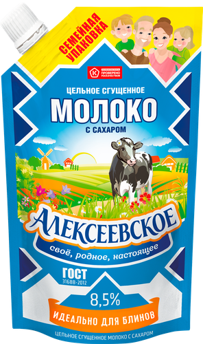 Молоко сгущенное АЛЕКСЕЕВСКОЕ цельное с сахаром 8,5%, без змж ГОСТ, 650г, изображение