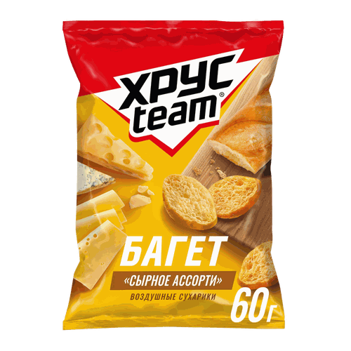 Сухарики ХРУСTEAM багет Сырное ассорти, 60г, фотография