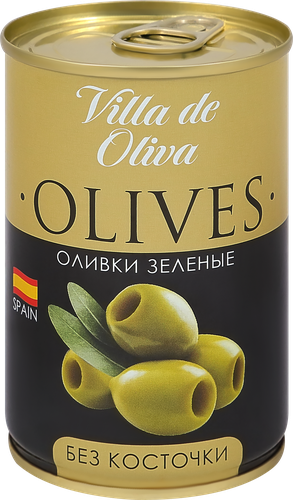 Оливки зеленые VILLA DE OLIVA без косточки, 314мл, картинка