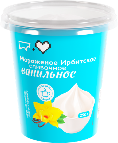 Мороженое ИРБИТСКИЙ МЗ Сливочное 10%, без змж, пластиковый стакан, 250г, вид