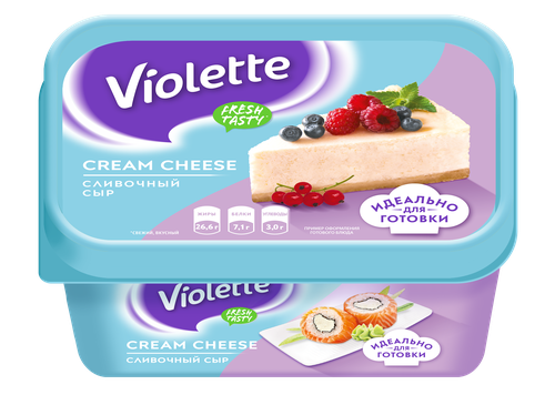 Сыр творожный КАРАТ Violette Cream Cheese Сливочный 70%, без змж, 400г, вид