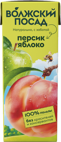 Нектар ВОЛЖСКИЙ ПОСАД Яблочно-персиковый, 0.2л, картинка