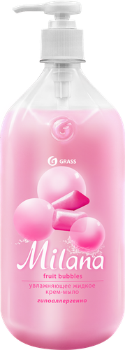 Жидкое крем-мыло GRASS Milana Fruit bubbles, увлажняющее, 1000мл, вид