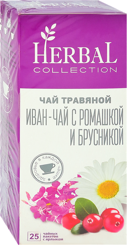 Чай травяной ХЭРБАЛ КОЛЛЕКШН Иван-чай с ромашкой и брусникой, 25пак, вид
