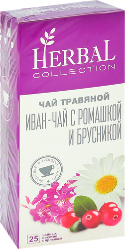 Чай травяной ХЭРБАЛ КОЛЛЕКШН Иван-чай с ромашкой и брусникой, 25пак, детальное фото