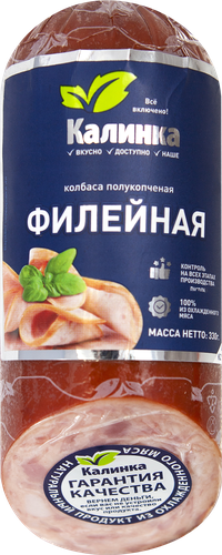 Колбаса полукопченая КАЛИНКА Филейная, 330г, крупный план