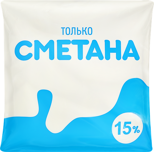 Сметана ТОЛЬКО Классическая 15%, без змж, 500г, фотография