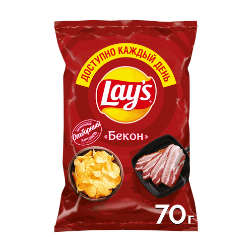 Чипсы картофельные LAY'S Бекон, 70г, детальное фото