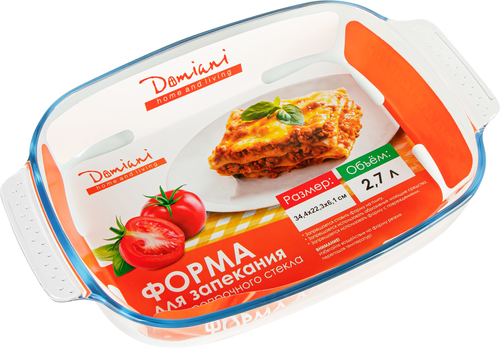 Форма для запекания стеклянная, 2.7л, Арт. LHP-DT-2,7L, фото