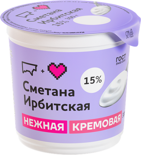 Сметана ИРБИТСКИЙ 15%, без змж, 300г, изображение