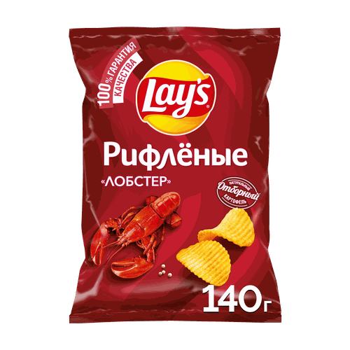 Чипсы картофельные LAY'S Рифленые Лобстер, 140г, вид