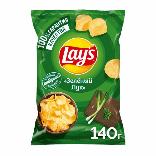 Чипсы картофельные LAY'S Молодой зеленый лук, 140г, вид