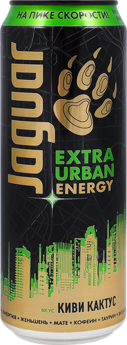 Напиток энергетический JAGUAR EXTRA URBAN ENERGY Киви, кактус, 0,44л, фотография